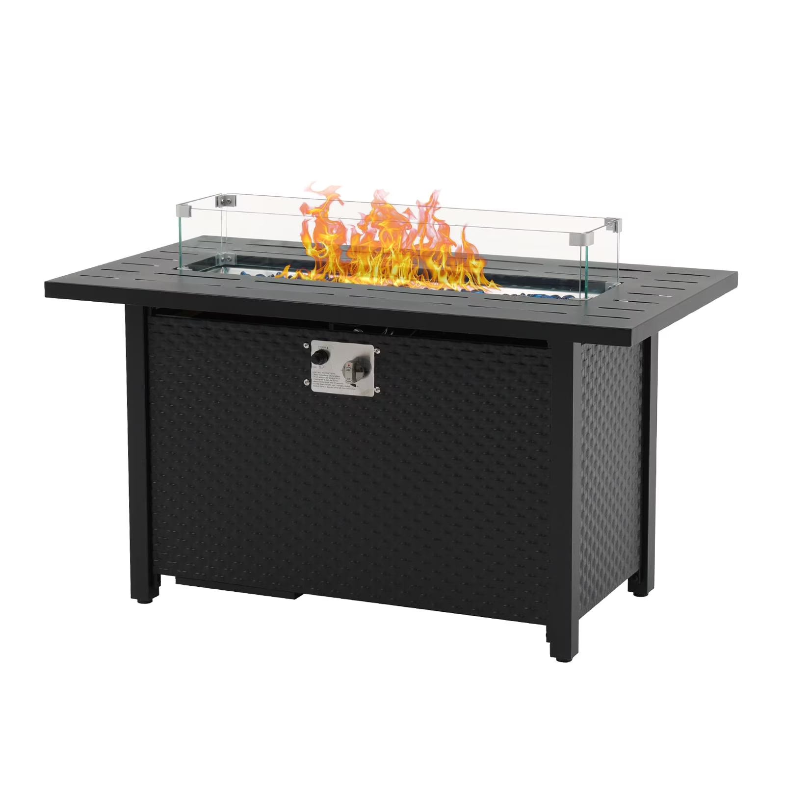 JOIVI 45? Propane Fire Pit, 50,000 BTU Gas Fire Pit Table with Glass Wind Guard and Waterproof Cover, Outdoor Heating Firepit Table for Patio, Yard, Balcony