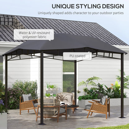Outdoor Umbrellas Outsunny 10' x 10' Soft Top Patio Gazebo Outdoor Canopy with Unique Geometric Design Roof, All-weather Steel Frame, Gray,Patio Shades