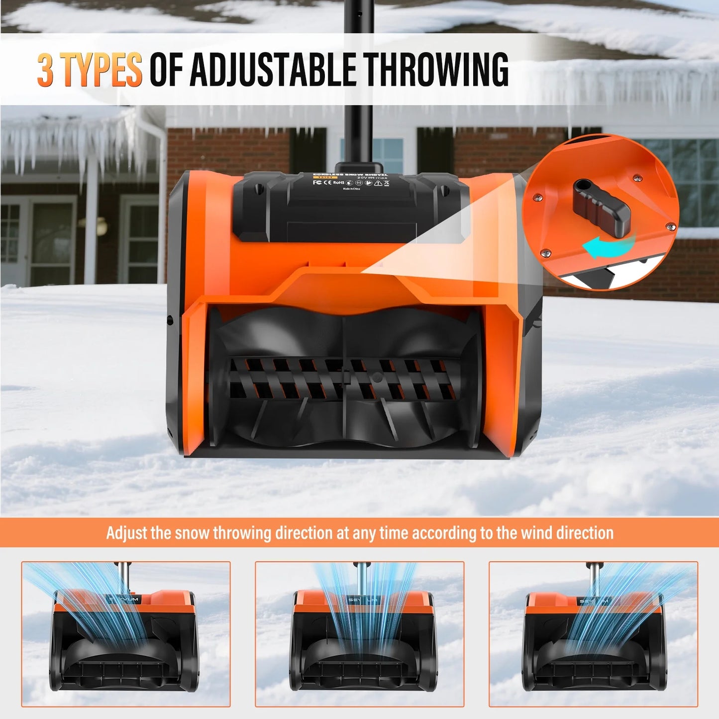 20V Cordless Electric Snow Shovel, 10-Inch Battery Powered Snow Shovel with 4.0Ah & Charger, Lightweight for Decks, Patios, and Walkways