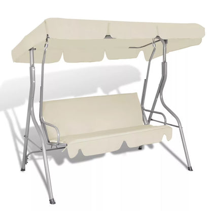 vidaXL Patio Outdoor 3 Person Hanging Canopy Swing Chair Hammock Seat Sofa Coffee/White
