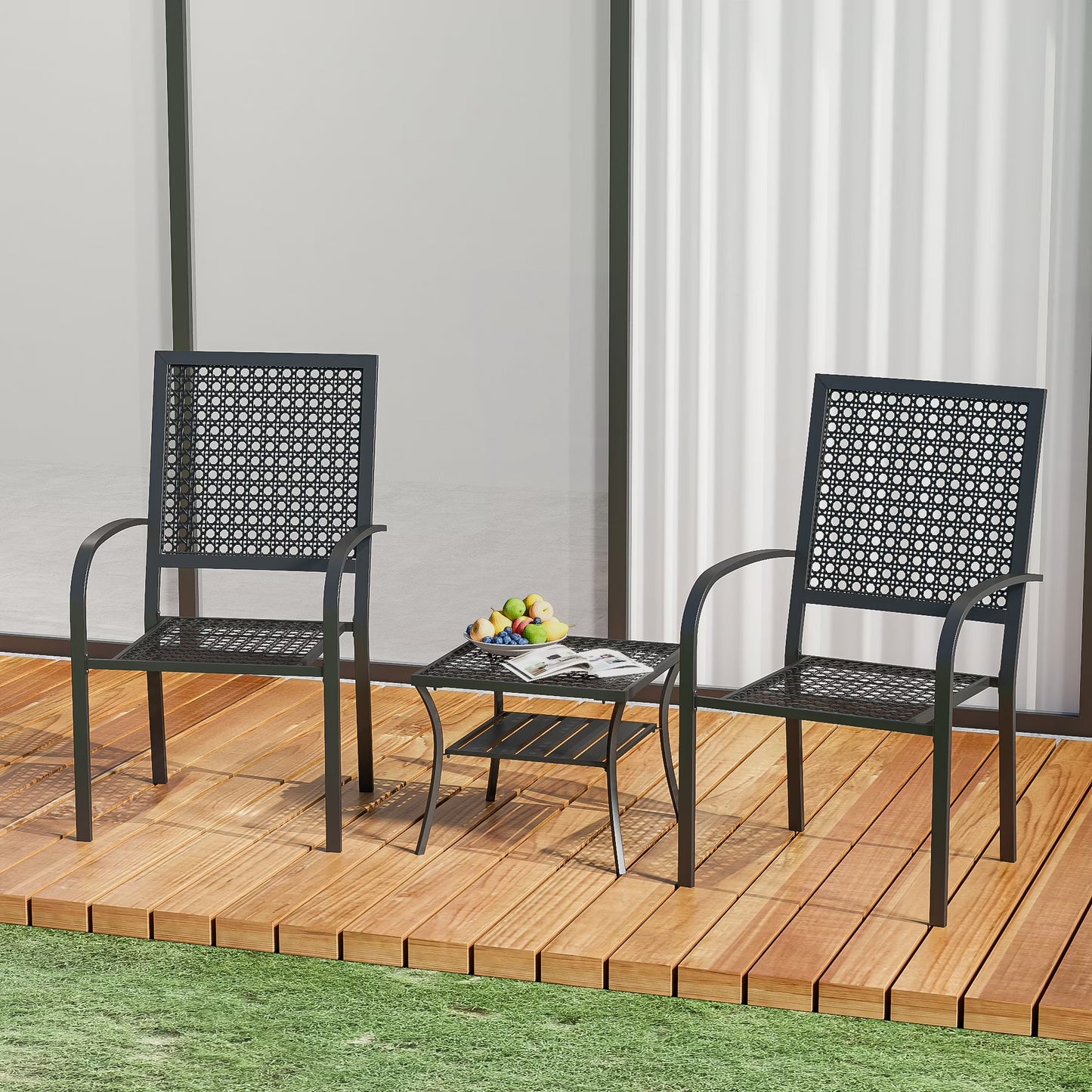 Patio Bistro Set, Bistro Table and Chairs Set of 2, Outdoor Bistro Set for 2