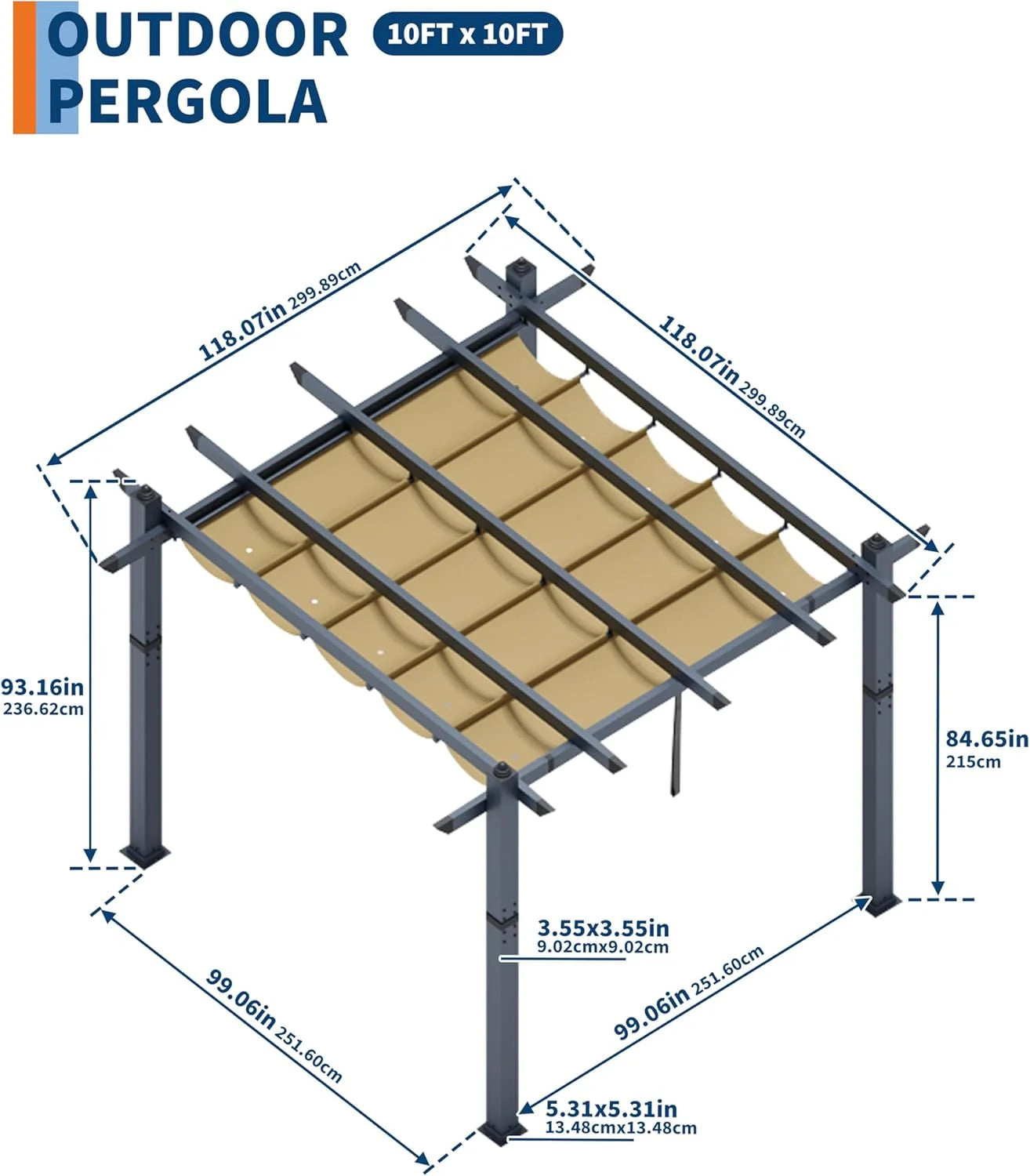 Outdoor Pergola with Adjustable Roof,Modern Metal Patio Aluminum Pergola,Reinforced Frame Outdoor Shelter with Sun Shade Canopy,Shade Cover for Garden,Backyard and Deck