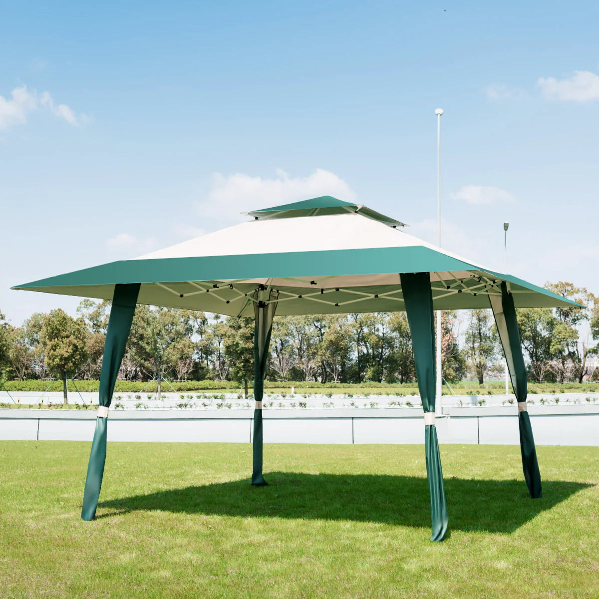 Topbuy 13'x13'Folding Gazebo Canopy Patio Outdoor Tent Party Shade Shelter Green
