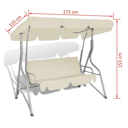 vidaXL Patio Outdoor 3 Person Hanging Canopy Swing Chair Hammock Seat Sofa Coffee/White