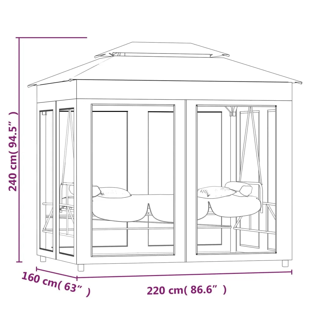 vidaXL Patio Swing Chair Outdoor Hanging Bench Seat with Gazebo Swing Seat