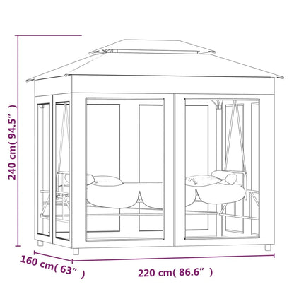 vidaXL Patio Swing Chair Outdoor Hanging Bench Seat with Gazebo Swing Seat