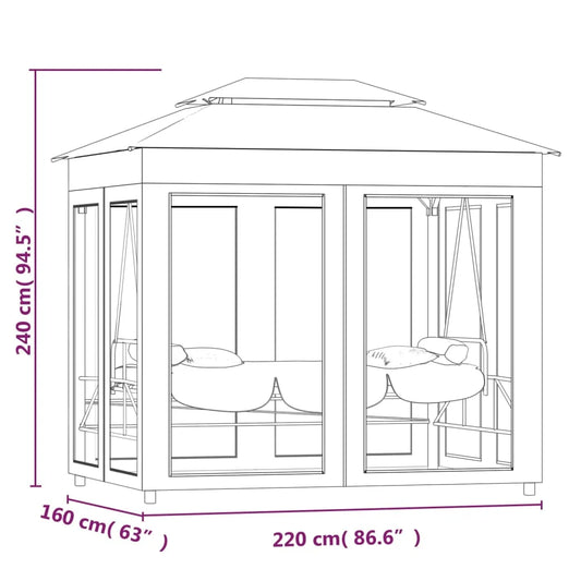vidaXL Patio Swing Chair Outdoor Hanging Bench Seat with Gazebo Swing Seat