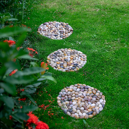 River Rocks Stepping Stones Pavers Outdoor for Garden Walkway, Pebbles Polished Gravel for Yard Lawn Patio Pathway Landscaping, 6PACK (Roundness)