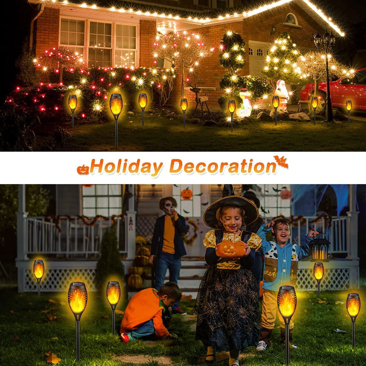 Solar Outdoor Lights with Flickering Flame, 6 Packs Waterproof LED Solar Torch Light for Garden, Patio, Yard, Pathway, Lawn Decor