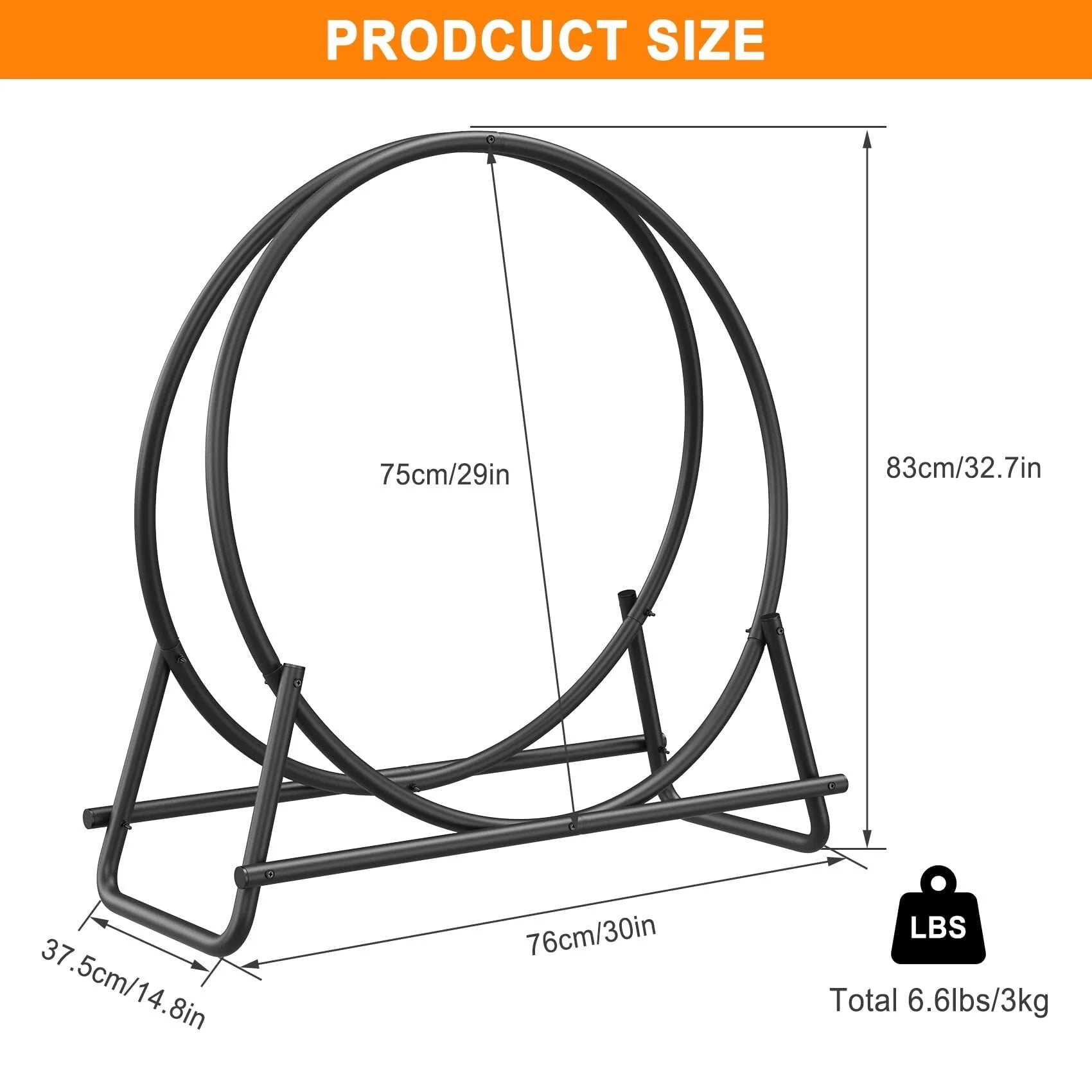 Mr IRONSTONE 30 inch Firewood Rack - Indoor/Outdoor Log Holder for Neat and Easy Wood Storage - Sturdy Tubular Steel Design for Patio, Deck, and Fireplace Pit