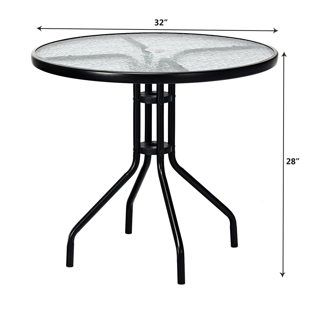 Patiojoy 32" Round Garden Bar Glass Table Patio Umbrella Deck Outdoor Furniture