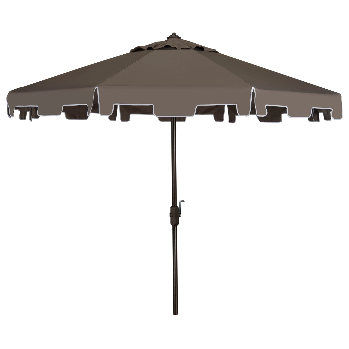SAFAVIEH Zimmerman 11' Market Crank Round Patio Umbrella, Baby Blue/White