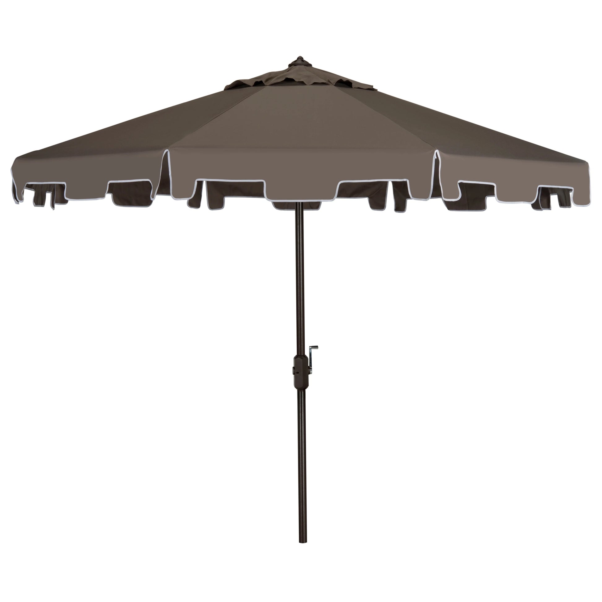 SAFAVIEH Zimmerman 11' Market Crank Round Patio Umbrella, Baby Blue/White