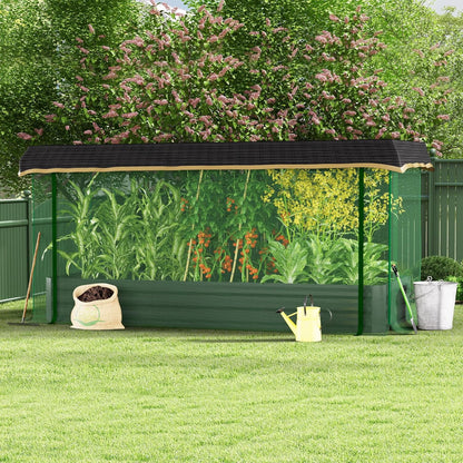 7.6' x 3.6' x 3.6' Galvanized Raised Garden Bed with Crop Cage, Plant Protection Tent with Zippered Doors, Sun Shade Cloth, Garden Netting for Vegetables, Fruit Cage for Patio, Yard, Lawn