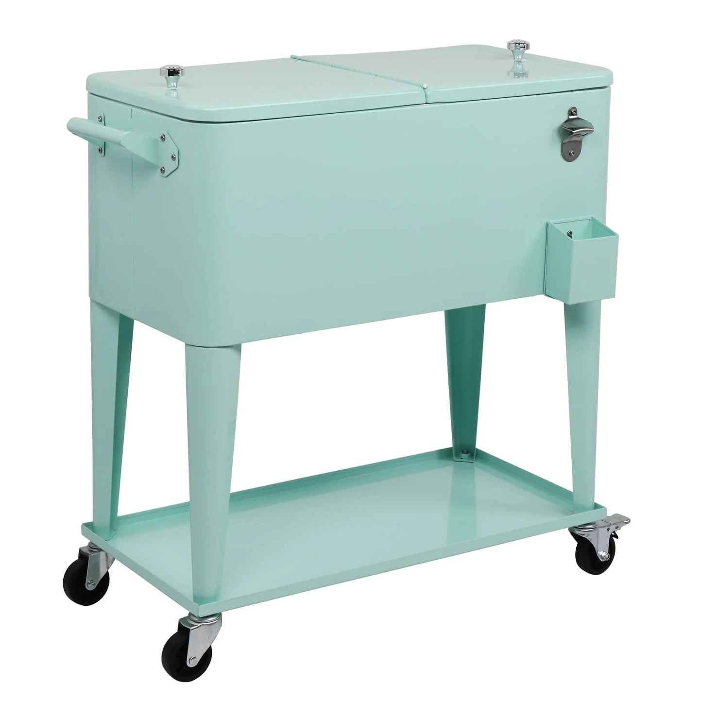 UBesGoo 80 Quart Patio Cooler Rolling Cooler Ice Chest with Shelf, Wheels and Bottle Opener Green