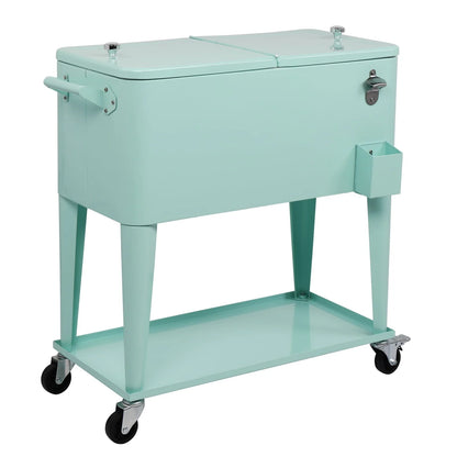 UBesGoo 80 Quart Patio Cooler Rolling Cooler Ice Chest with Shelf, Wheels and Bottle Opener Green