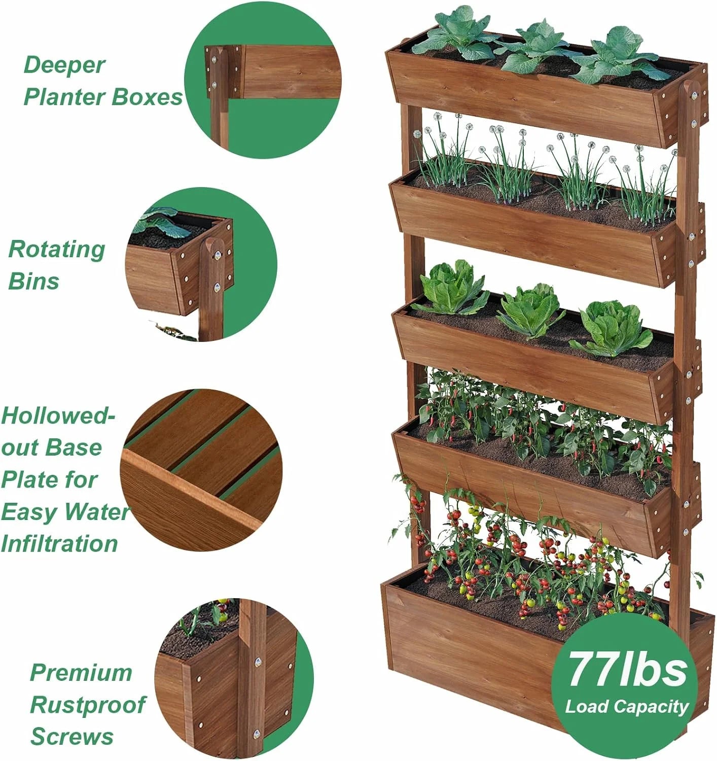 Wilk 33.7? x 17.7? x 46? Raised Garden Bed, 3 Tier Vertical Elevated Wood Planter Box Stand for Backyard, Patio, Balcony