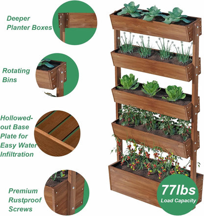 Wilk 33.7? x 17.7? x 46? Raised Garden Bed, 3 Tier Vertical Elevated Wood Planter Box Stand for Backyard, Patio, Balcony
