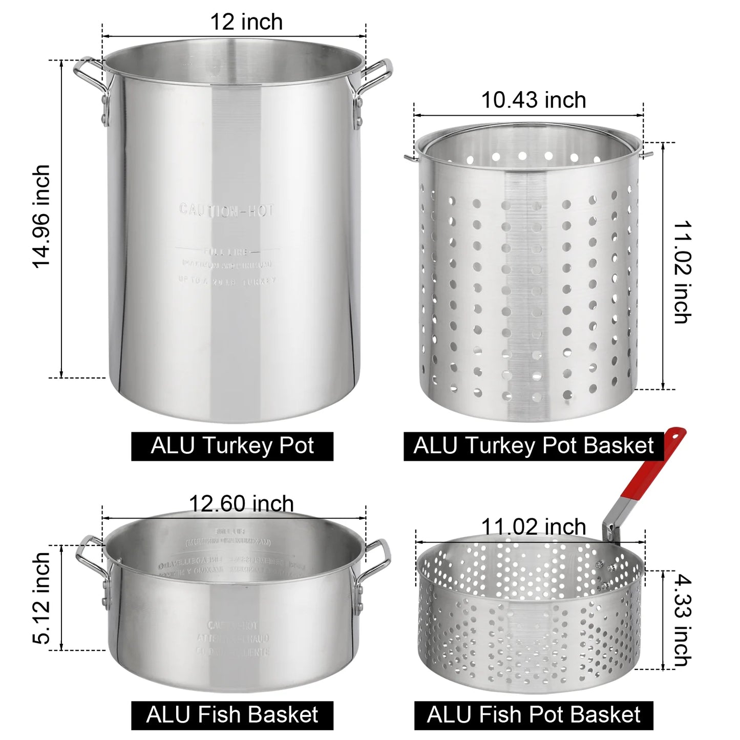 OverPatio 30qt Turkey Fryer Pot Boiler,Outdoor Aluminum Turkey Fryer with Injector Thermometer