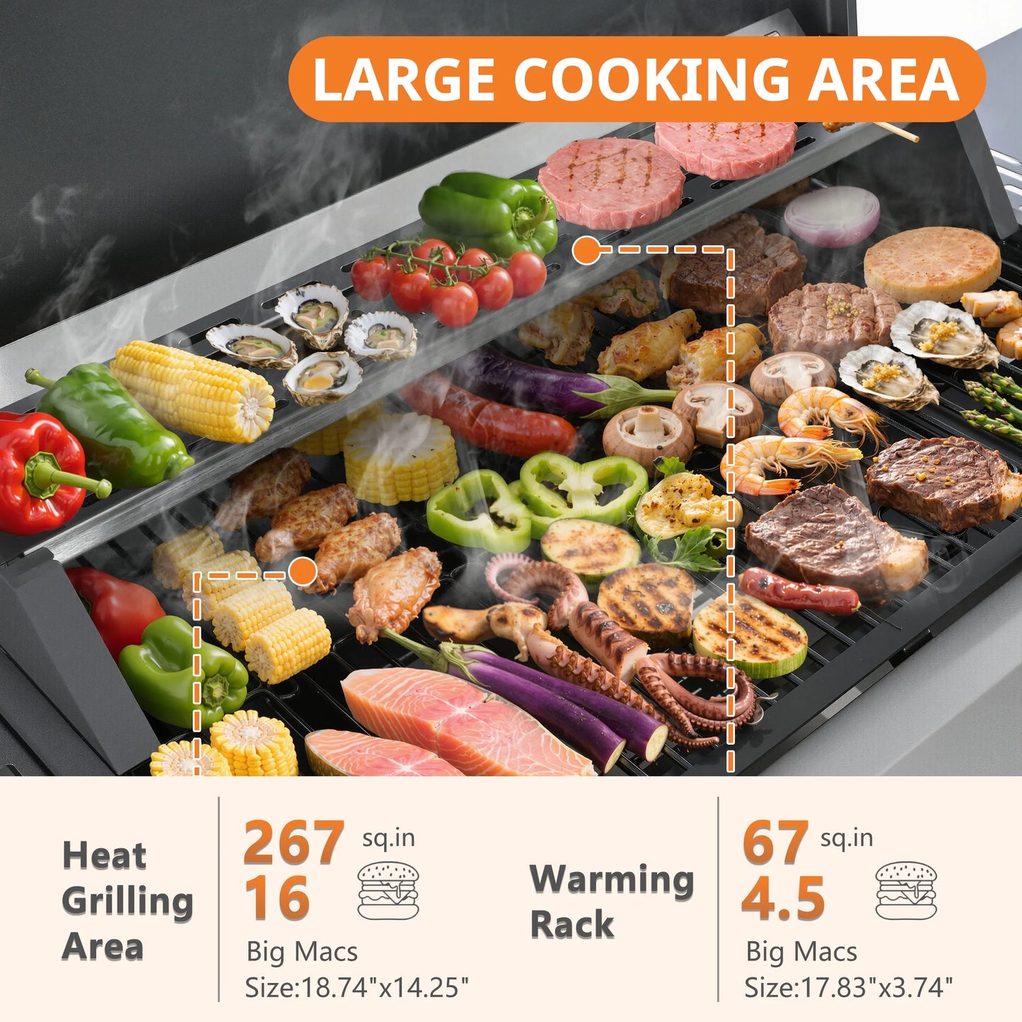 Yardmaster 3-Burner Propane Gas Grill with Side Table, Stainless Steel BBQ Grill Outdoor Cooking with Grates and Warming Rack, 30,000 Btu Barbecue Grill for Patio, Camping