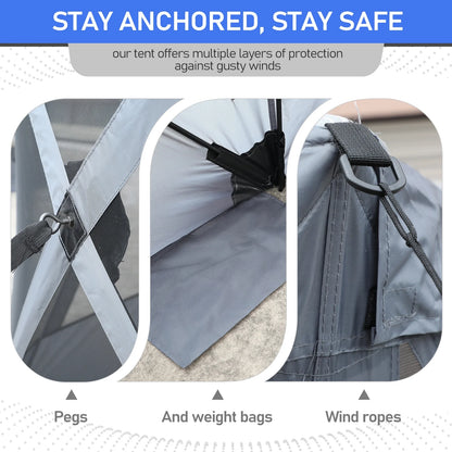 10'x10' Outdoor Pop-Up Camping Canopy - UV & Waterproof, 5 Mesh Sidewalls, Portable with Carrying Bag for Camping,Patio,Lawn, Gray