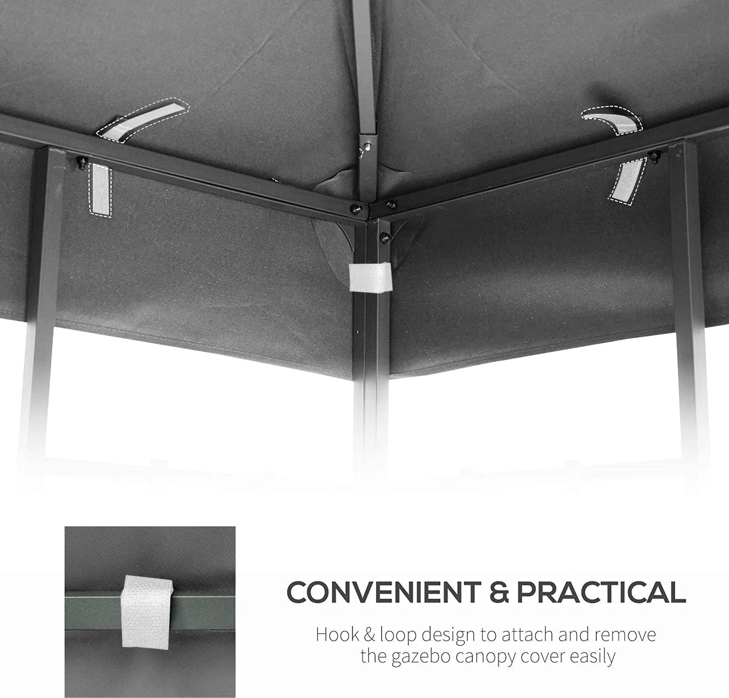 Ataucjin Outdoor Patio Gazebo Replacement Canopy With Air Vent For 2 Tier Outdoor Patio Garden Tent Frames 10x10 Ft (Frame Not Include)