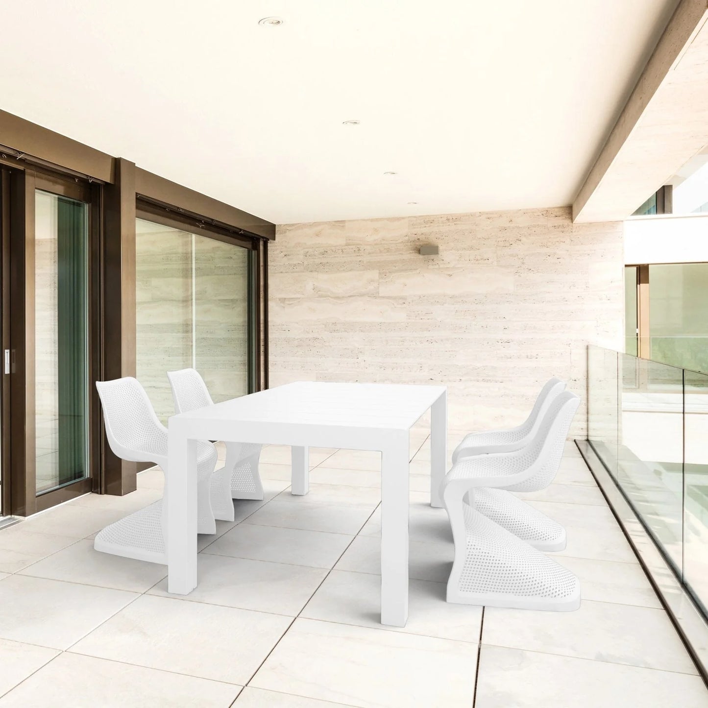 Compamia Vegas 70-86 in. Extendable Polypropylene Patio Dining Table