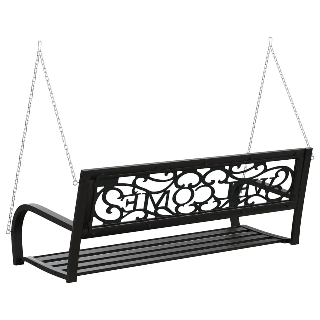 vidaXL Patio Swing Bench 49.2" Steel and Plastic Black