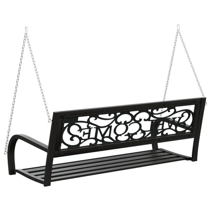 vidaXL Patio Swing Bench 49.2" Steel and Plastic Black