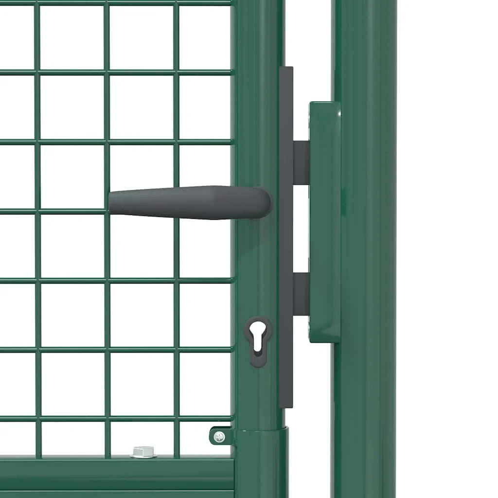 vidaXL Fence Gate Metal Fence Post Garden Gate for Outdoor Patio Steel Green