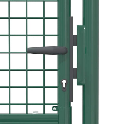 vidaXL Fence Gate Metal Fence Post Garden Gate for Outdoor Patio Steel Green