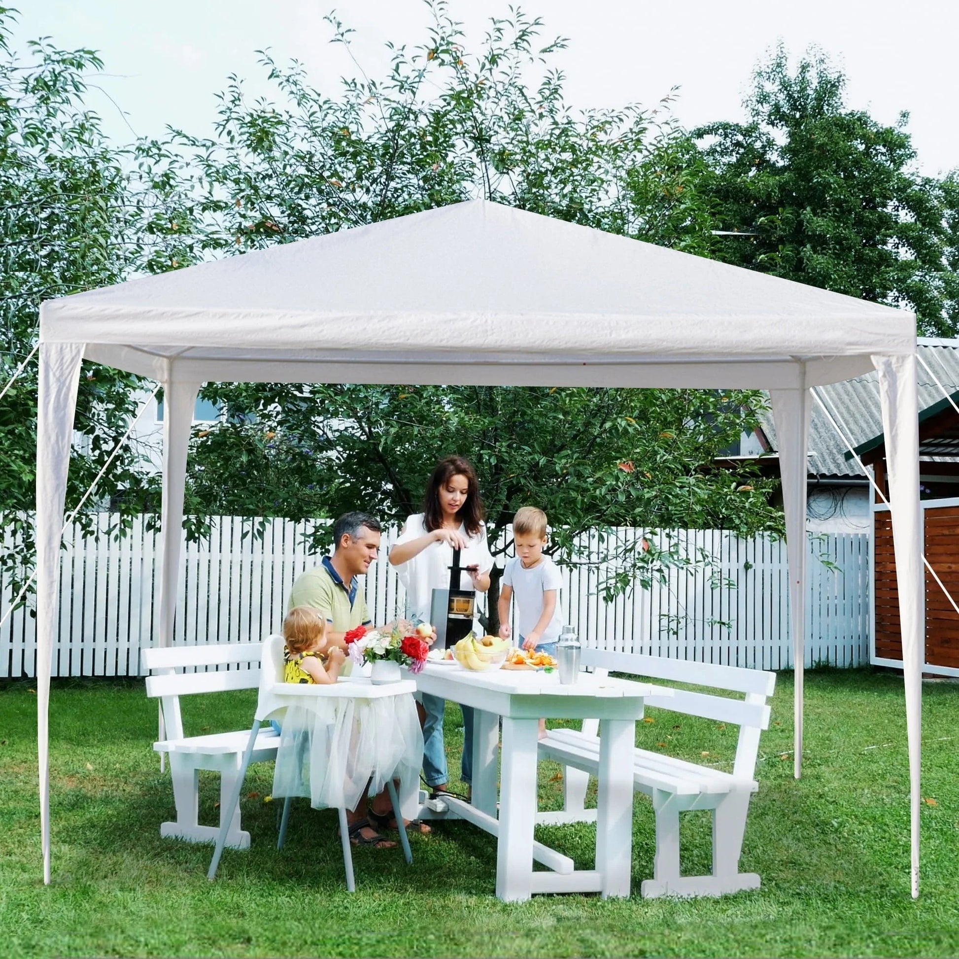 Wedding Party Tent, SEGMART 10' x 10' Outdoor Canopy Tent without SideWalls, Upgraded White Backyard Tent for Outsides, Patio Gazebo Tent BBQ Shelter for Garden Camping Grill, LLL511