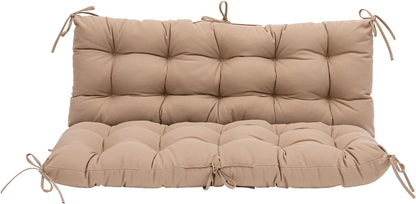 Outdoor/Indoor Bench Cushion,Porch Swing Replacement Cushions 2-3 Seater Loveseat Chair Pads with Backrest and Ties for Garden Patio Furniture (51inx40in, TAN/GREY)