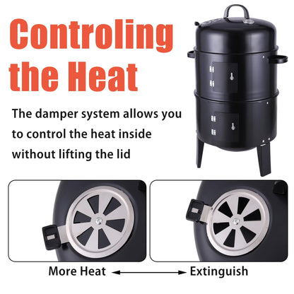 Metal Outdoor Cooking Grill BBQ Charcoal Grill With Lid Smoker Grill for Backyard Patio Camping Picnics