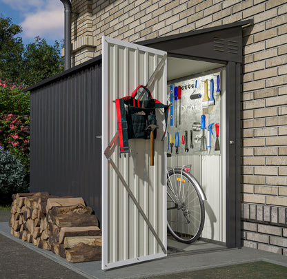 6' x 4' Outdoor Storage Shed, Metal Garden Shed with Lockable Doors, Tools Storage Shed for Backyard, Patio, White
