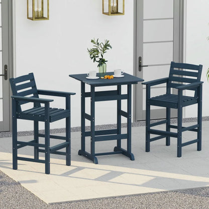 GVN Outdoor Eating Tables,Patio Table,30 Inch Square Bar Table Dining Table with Slatted Tabletop for Poolside-Navy