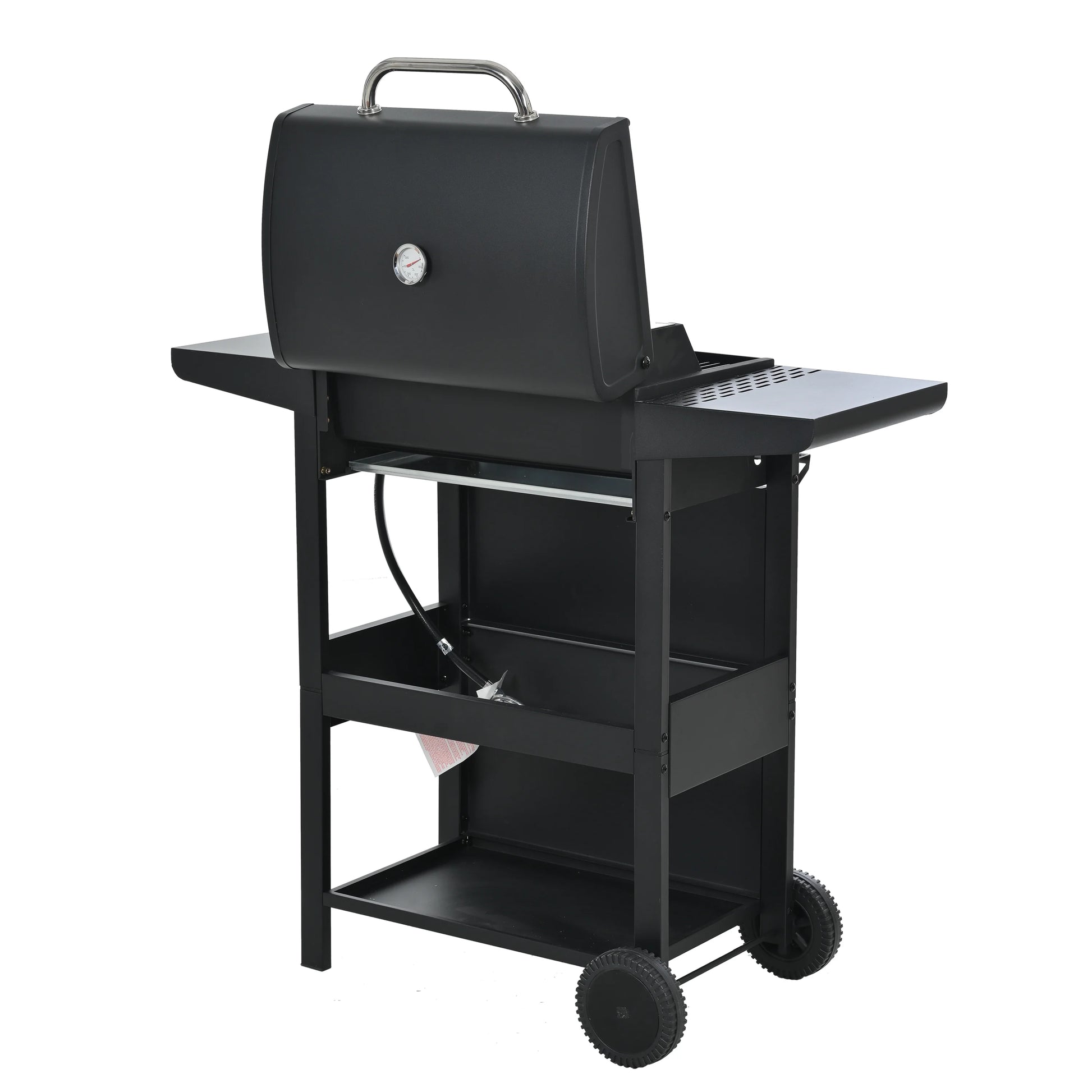 3 Burner BBQ Propane Gas Grill, Stainless Steel 30,000 BTU Patio Garden Barbecue Grill with Two Foldable Shelves