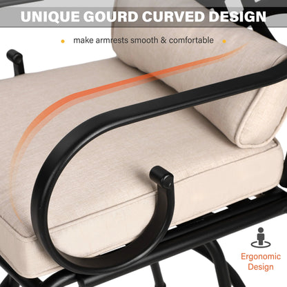 Veransa Vista 2 Piece Patio Outdoor Swivel Bar Stools Metal Counter Height Chairs with Cushions