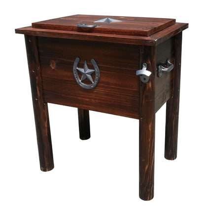 Leigh Country 54 Qt Char-log Wood Outdoor Patio Cooler, Brown