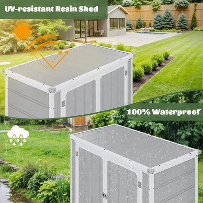 5'3' Outdoor Storage Shed, Resin Storage Cabinet, Garden Tool Shed with Double Lockable Doors, Organizer Cabinet for Patio Yard, Gray