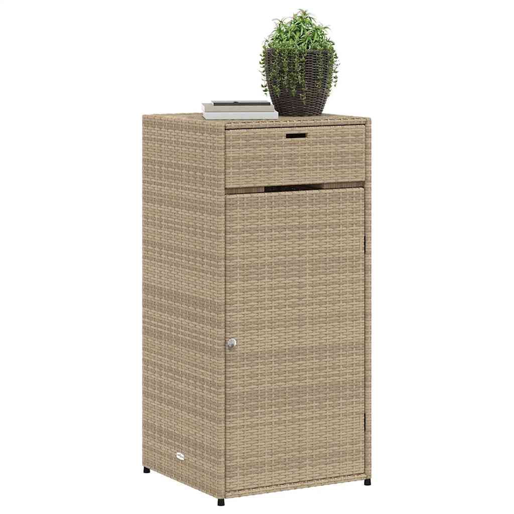 vidaXL Patio Storage Cabinet, PE Rattan Beige, 21.70 x 21.70 x 43.70 in