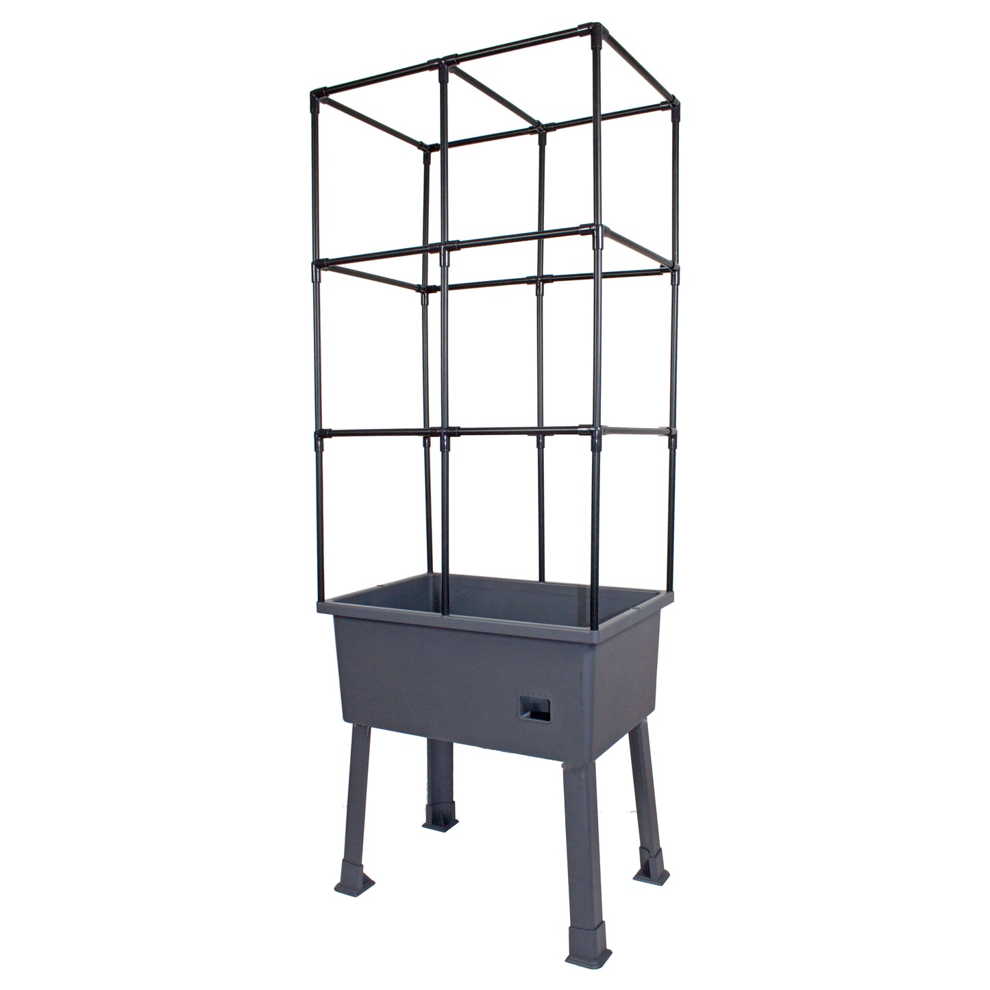Frame It All Patio Ideas - 15.75" x 23.5" x 63" Self-Watering Elevated Planter with Trellis Frame and Greenhouse Cover