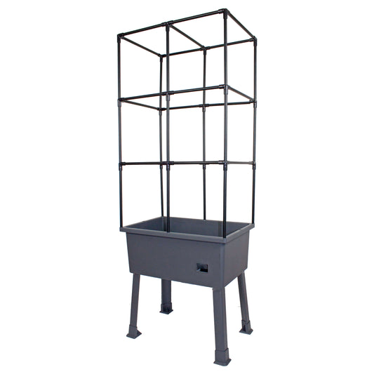 Frame It All Patio Ideas - 15.75" x 23.5" x 63" Self-Watering Elevated Planter with Trellis Frame and Greenhouse Cover