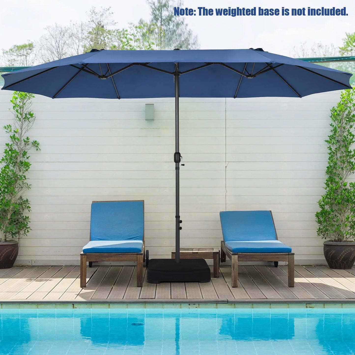 Patiojoy 15FT Double-Sided Twin Patio Umbrella Extra-Large Market Umbrella for Outdoor Navy