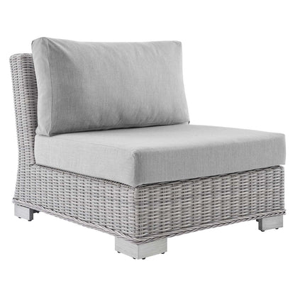 Modway Conway Sunbrella® Outdoor Patio Wicker Rattan 9-Piece Sectional Sofa Set in Light Gray Gray