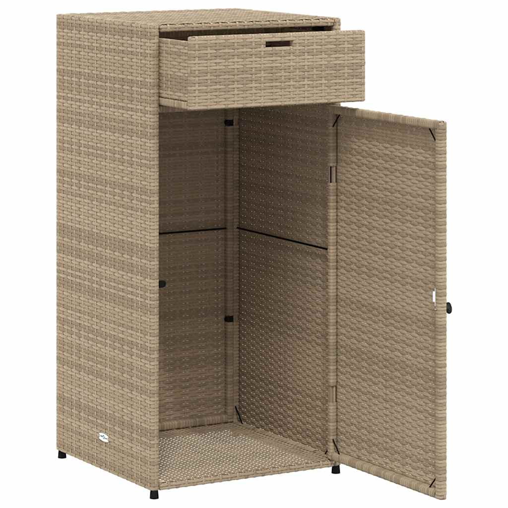 vidaXL Patio Storage Cabinet, PE Rattan Beige, 21.70 x 21.70 x 43.70 in