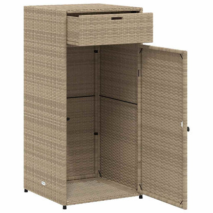 vidaXL Patio Storage Cabinet, PE Rattan Beige, 21.70 x 21.70 x 43.70 in