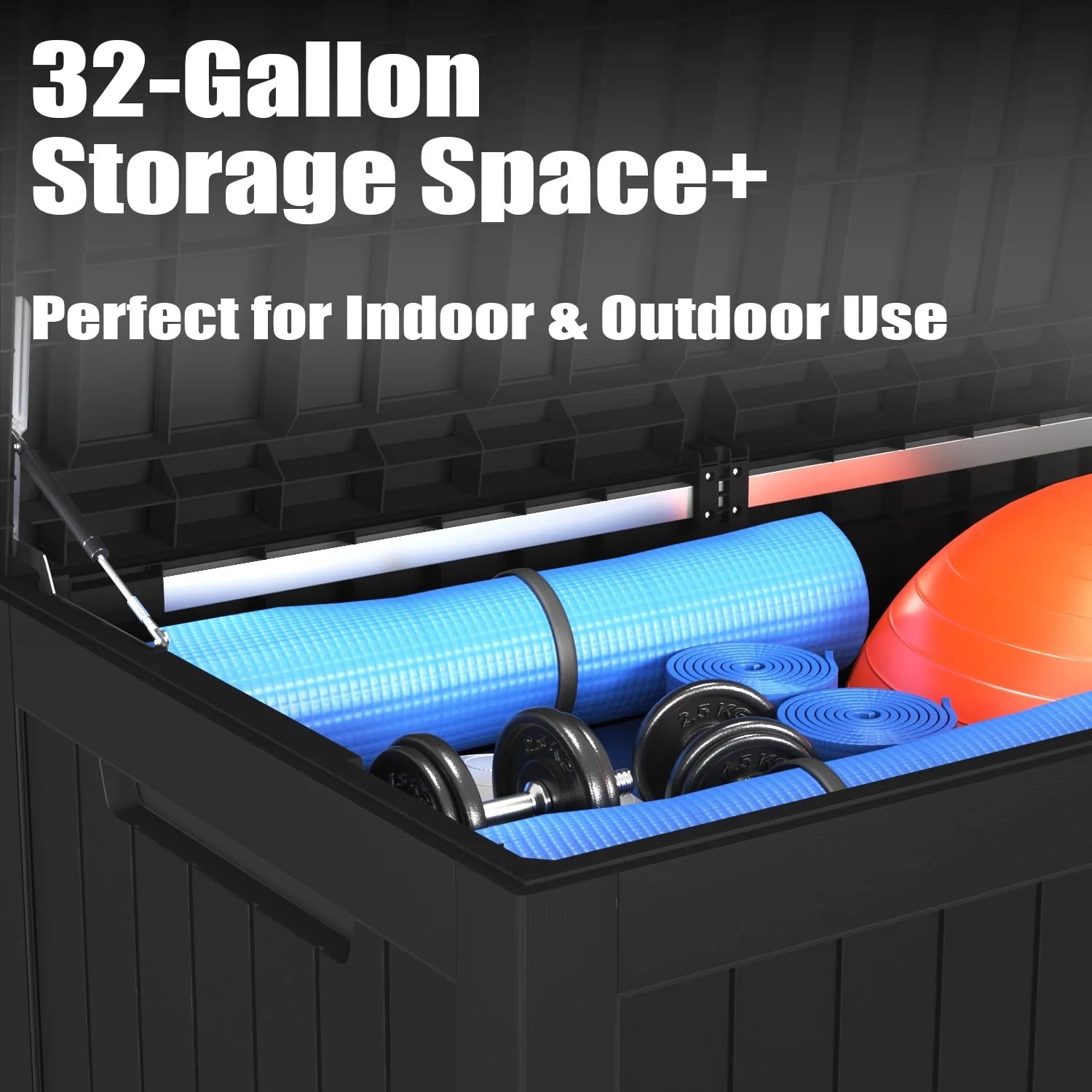 Vineego 230 Gallon Resin Deck Box Large Outdoor Storage for Patio Furniture, Garden Tools, Pool Supplies, Weatherproof and UV Resistant, Dark Black