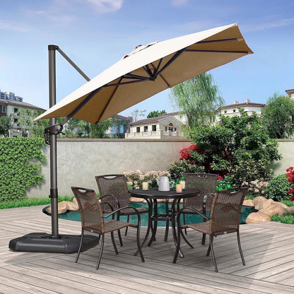 PURPLE LEAF 8x8 Ft Cantilever Umbrella Square Outdoor Patio Umbrella Large Offset Hanging Umbrella Aluminum Umbrella with 360° Rotation Adjustable Garden Pool Umbrella,Beige