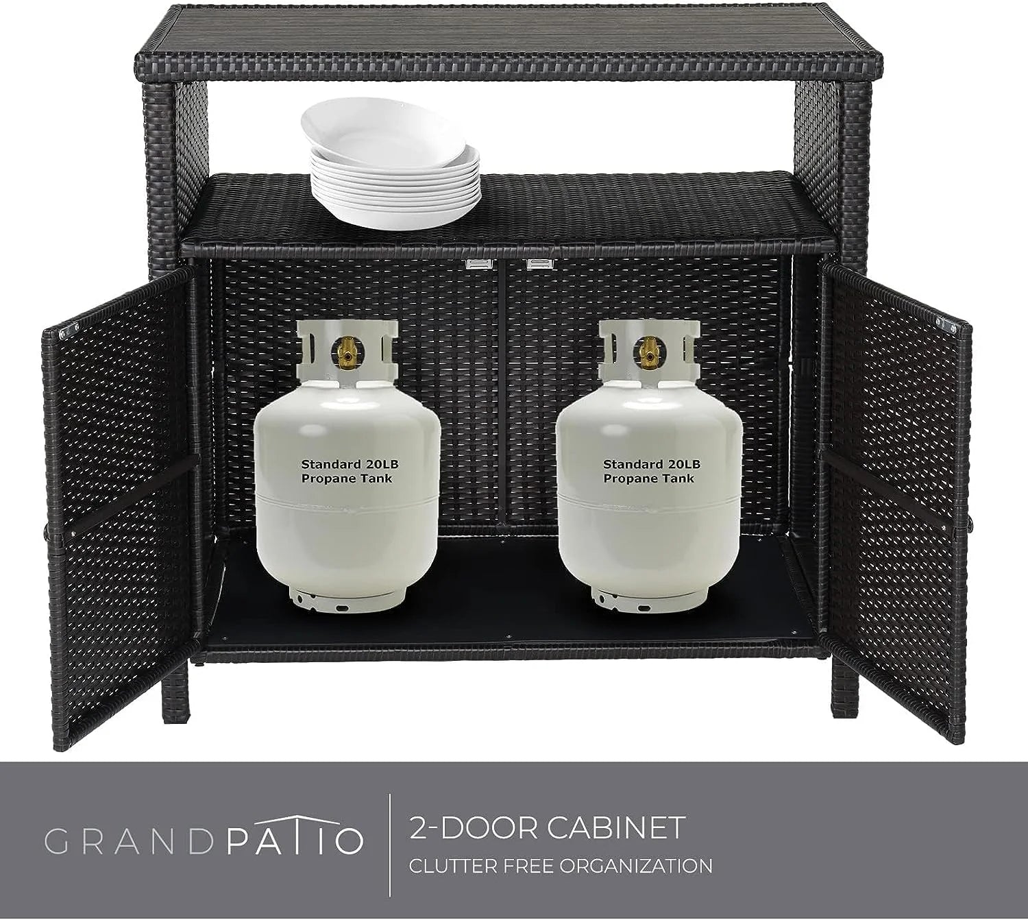 Grand Patio Dylan Outdoor Wicker 2-Door Storage Cabinet, Brown